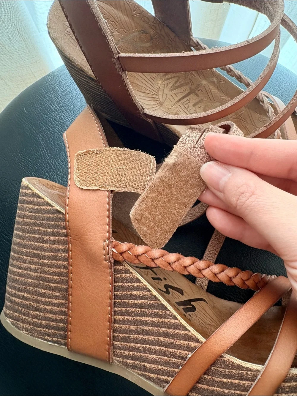 Blowfish Malibu Heidi Wood Platform MultiStrap Wedge Sandals | Women’s Size 6